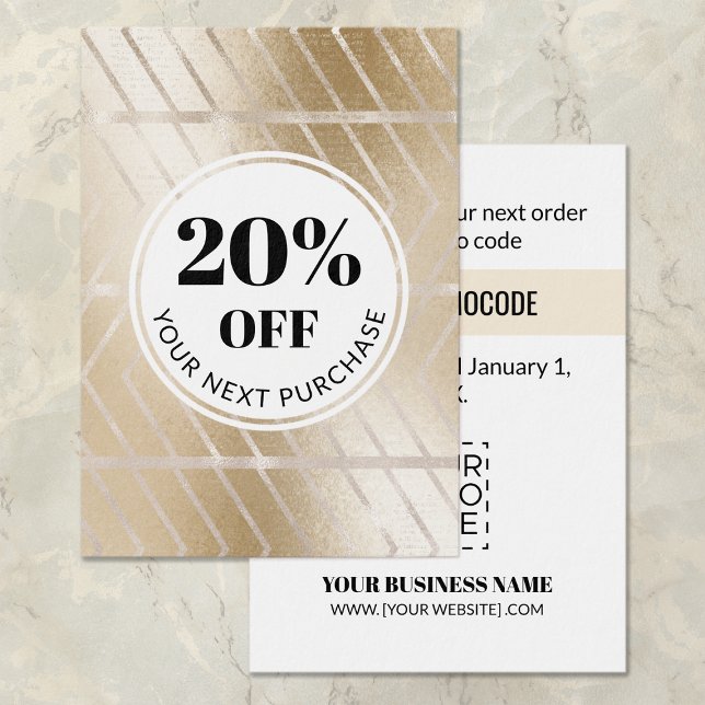 Promo Code Guld Herringbone Discount Cards Visitkort (Skapare uppladdad)