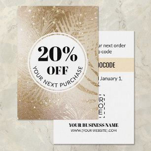 Promo Code Guld Tropical Glitter rabattkort Visitkort