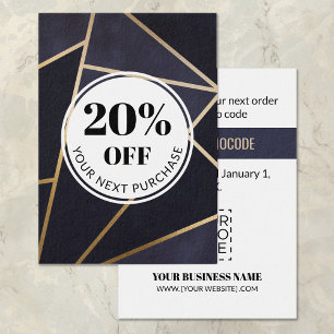 Promo Code Navy Blue Guld Geometric Rabattkort Visitkort