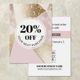 Promo Code Rosa Guld Geometric Rabattkort Visitkort