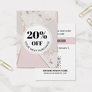 Promo Code Rosa Marble Geometric Rabattkort Visitkort