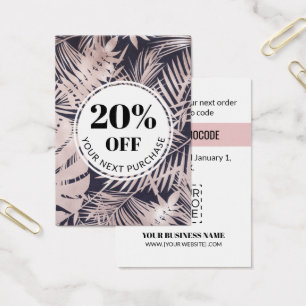 Promo Code Tropical Navy Blue Rosa Rate Card Visitkort