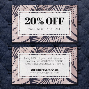 Promo Code Tropical Rosa Navy Blue Discount Cards Visitkort