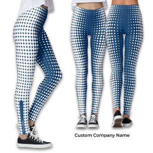 Promo Company Namn Blue & White Halftone Mönster Leggings