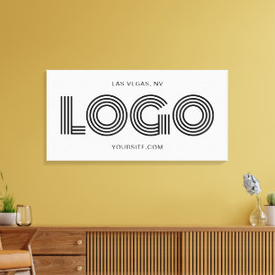 Promo för vit och svart modern rektangulär Logotyp Canvastryck