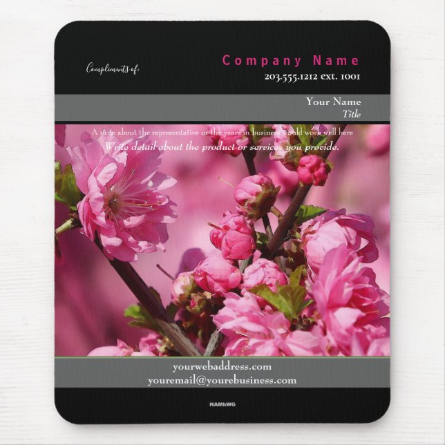 Promo Mousepad Rosa Cherry Träd Theme - HAMbyWG Musmatta (Framsidan)