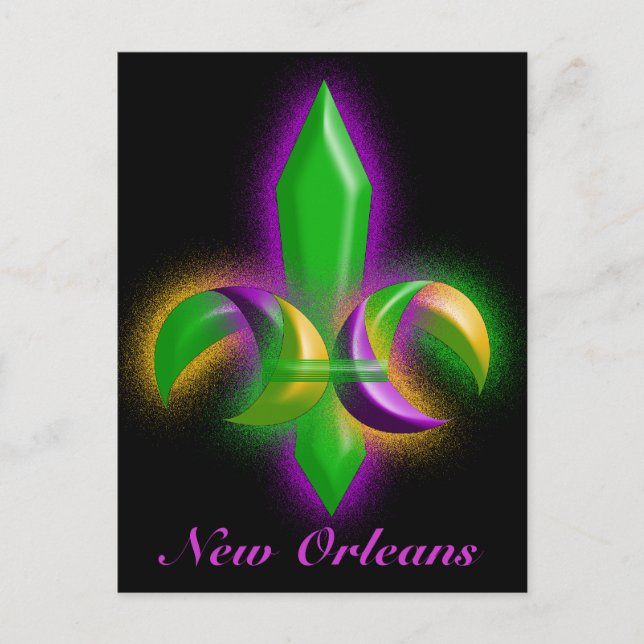 Promo Postcard Glowing Fleur-de-lis New Orleans LA Vykort (Framsida)