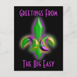 Promo Postcard Glowing Fleur-de-lis New Orleans LA Vykort