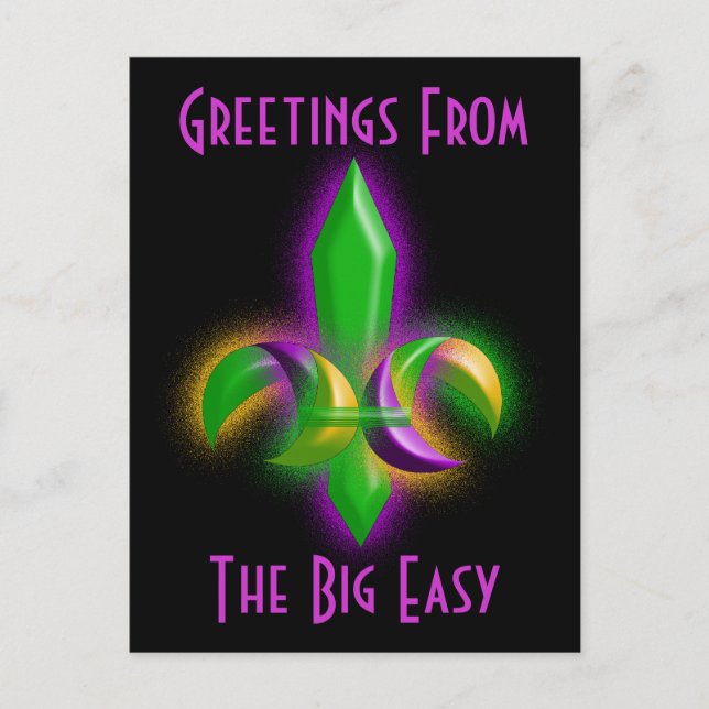 Promo Postcard Glowing Fleur-de-lis New Orleans LA Vykort (Framsida)
