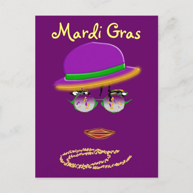 Promo Postcard Mardi Gras Party New Orleans LA Vykort (Framsida)