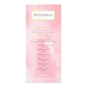 PROMO PRIS SERVICE LIST modern rosa vattenfärg Reklamkort