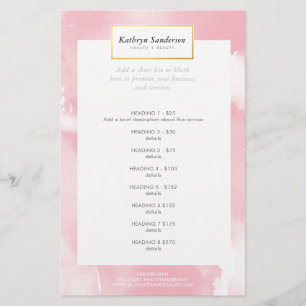 PROMO PRIS SERVICE LIST rosa vattenfärg Flygblad