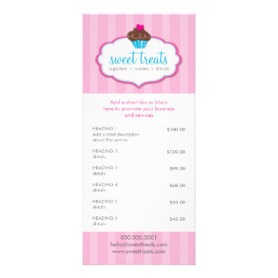 PROMO PRIS SERVICES LIST cuptårta bakverk rosa Reklamkort