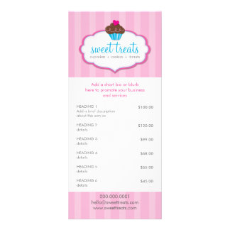 PROMO PRIS SERVICES LIST cuptårta bakverk rosa Reklamkort