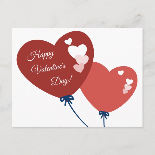 Promo Red Balloon Heart Happy Valentine Day Card Helg Vykort (Framsida)
