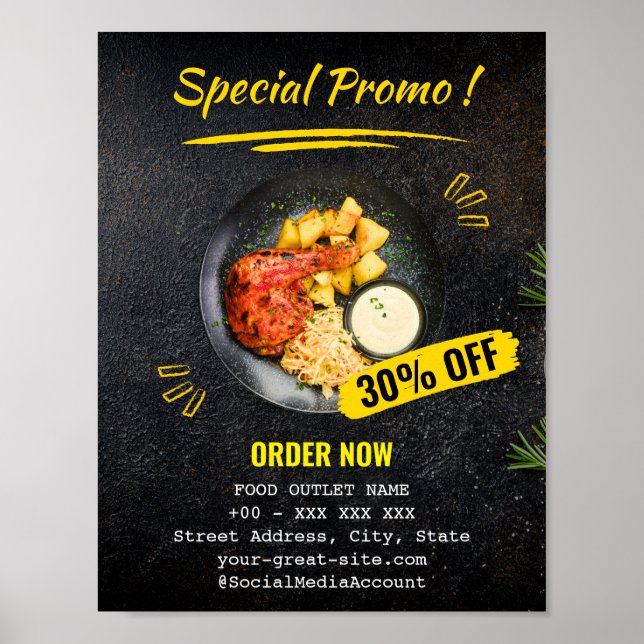 Promo Specials Restaurant Food Poster (Framsidan)