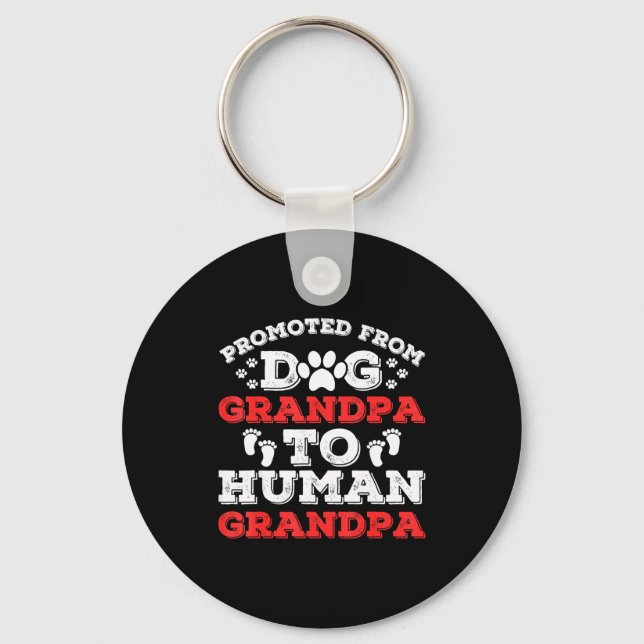 Promoted From Dog Grandpa To Human Grandpa Funny N Nyckelring (Framsida)