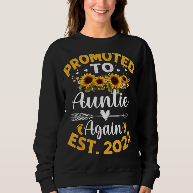 Promoted To Auntie Again 2024 Sunflower Mother s D T Shirt (Framsida)