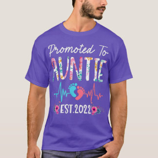 Promoted To Auntie Est 2022 Funny Floral Mothers D T Shirt