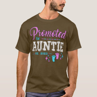 Promoted To Auntie Est 2023  Pregnancy Reveal Girl T Shirt
