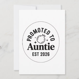 Promoted to Auntie Est 2026, New Aunt Announcement Julkort
