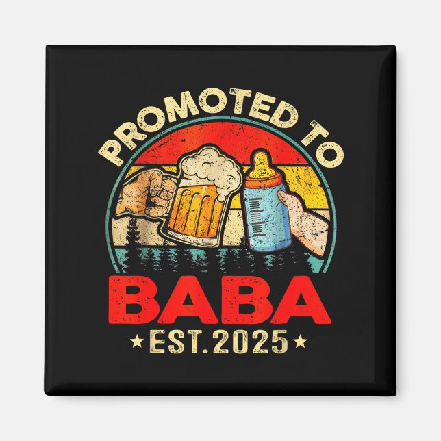 Promoted To Baba Est 2025 Vintage  Magnet (Framsidan)