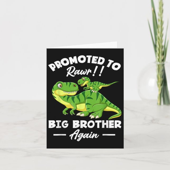 Promoted To Big Brother Again Dinosaur Lover Gift  Kort (Framsida)