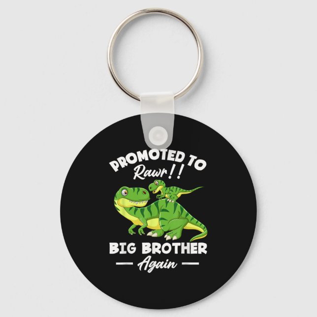 Promoted To Big Brother Again Dinosaur Lover Gift  Nyckelring (Framsida)