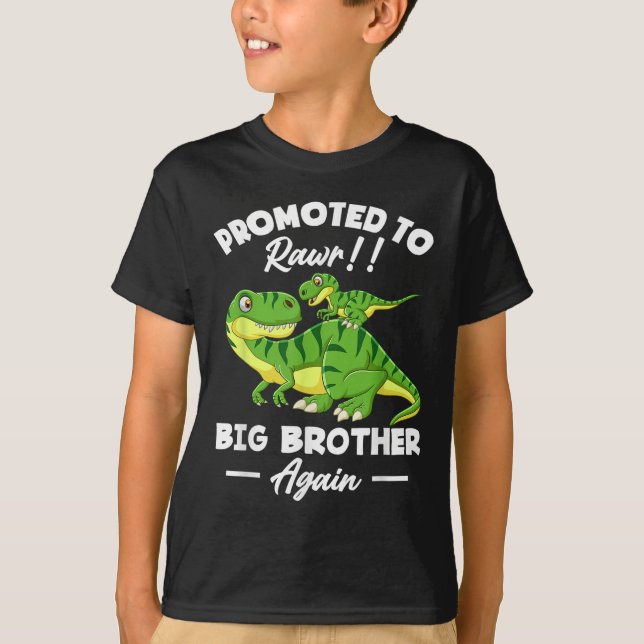 Promoted To Big Brother Again Dinosaur Lover Gift  T Shirt (Framsida)