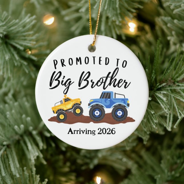 Promoted to Big Brother Dump Truck  Julgransprydnad Keramik (Träd)