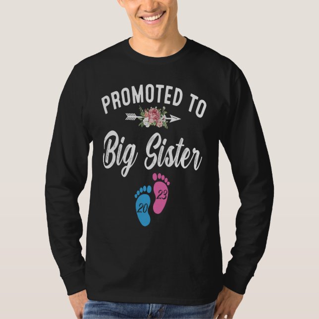Promoted To Big Sister 2023 Pregnancy Announcement T Shirt (Framsida)