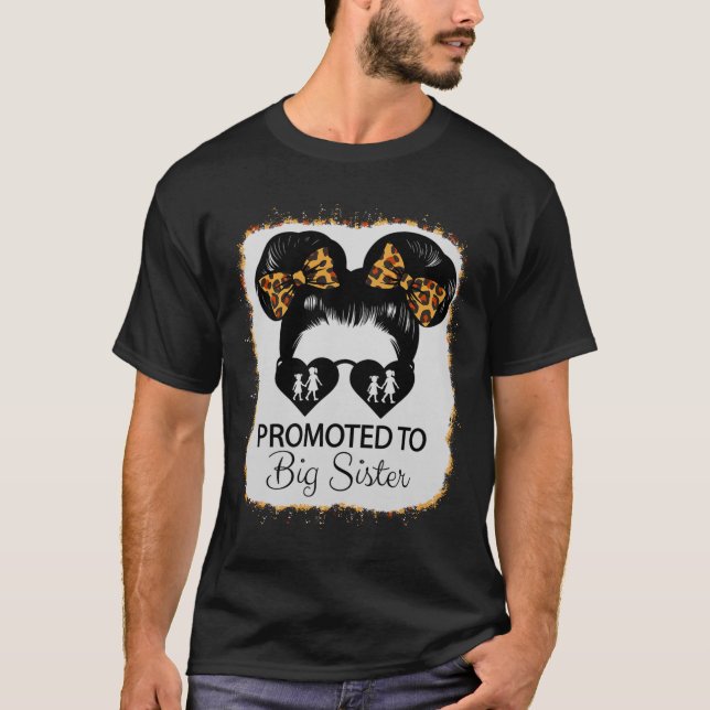 Promoted To Big Sister Leopard Girl Baby Announcem T Shirt (Framsida)