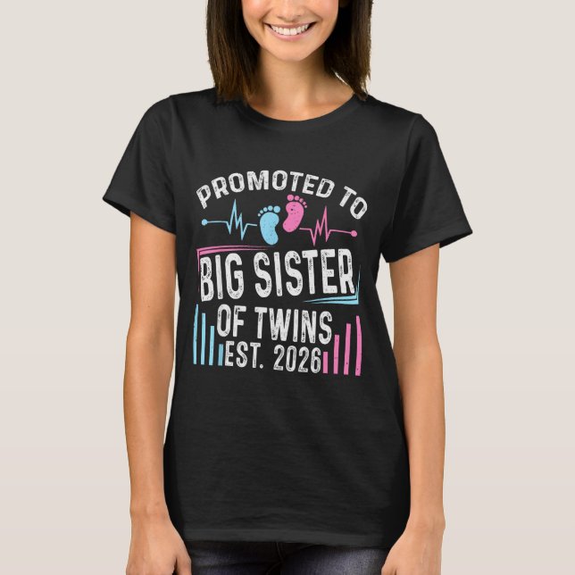 Promoted To Big Sister Of Twins Est 2026 Baby Show T Shirt (Framsida)