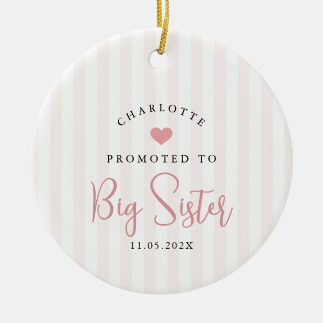 Promoted to Big Sister Photo Year Heart Keepsake  Julgransprydnad Keramik (Framsidan)