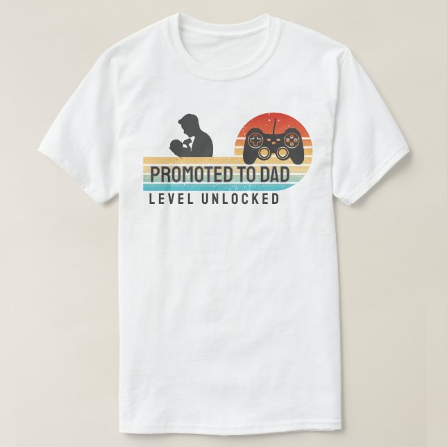Promoted to Dad – Level Unlocked T Shirt (Design framsida)