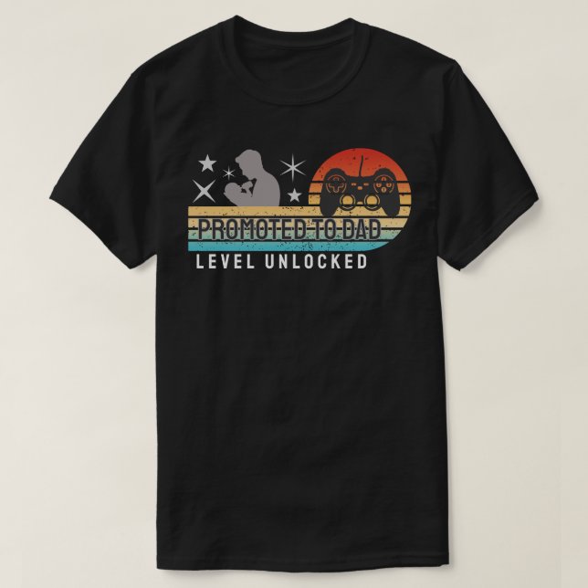 Promoted to Dad – Level Unlocked T Shirt (Design framsida)