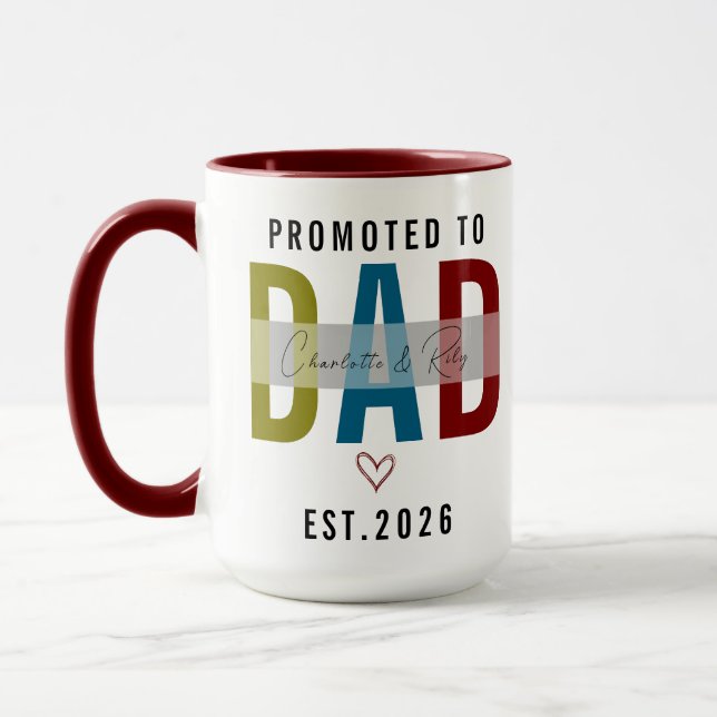 Promoted to Dad Personalized Photo | First Father Mugg (Vänster)
