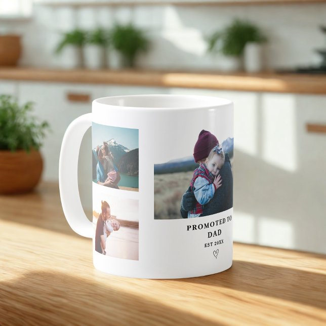 Promoted to Dad Photo Collage – Personalized  Kaffemugg (Skapare uppladdad)