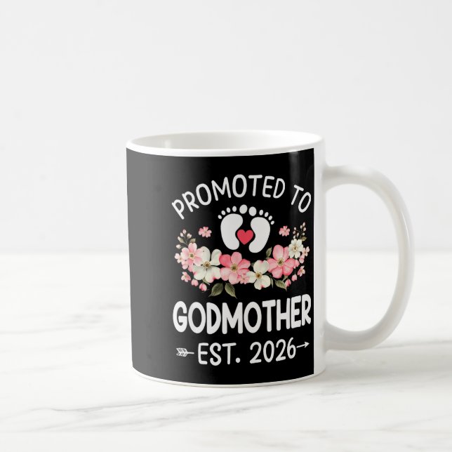 Promoted To Godmother 2026 First Time Floral New G Kaffemugg (Höger)