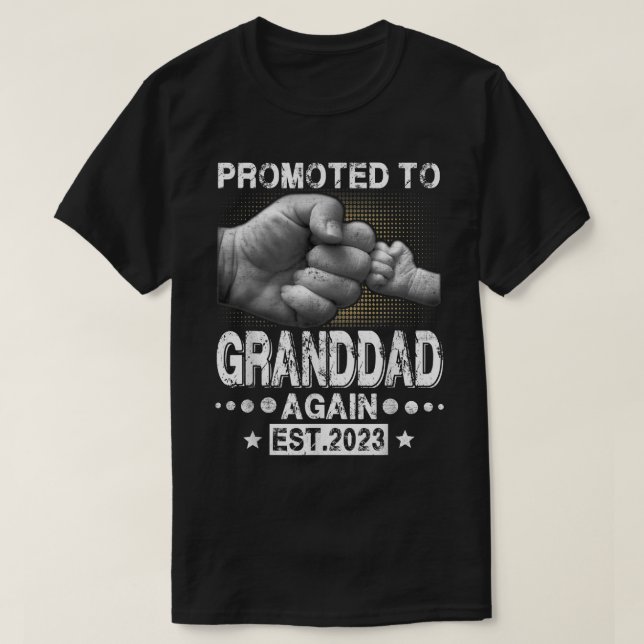 Promoted To Granddad Again Est 2023 Pregnancy Anno T Shirt (Design framsida)