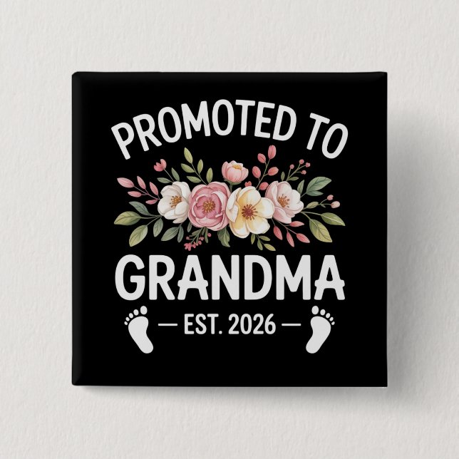 Promoted to Grandma 2026 First Time Nana Floral  Knapp (Framsida)