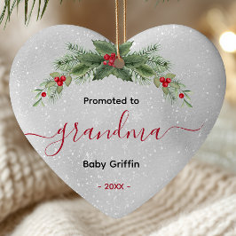 Promoted to grandma baby announcement heart julgransprydnad keramik