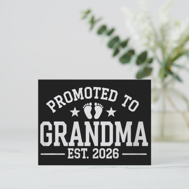 Promoted to Grandma est. 2026 Grandparents Baby  Meddelande Vykort (Stående Fram)