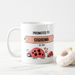 Promoted to grandma ladybugs peach kaffemugg