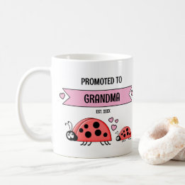 Promoted to grandma ladybugs pink kaffemugg