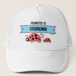 Promoted to Grandma ladybugs white blue Keps