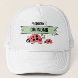 Promoted to Grandma ladybugs white green Keps