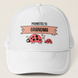 Promoted to Grandma ladybugs white peach Keps