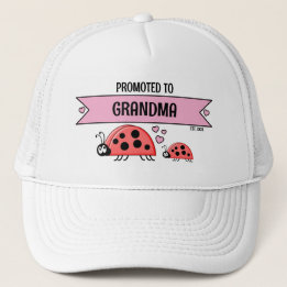 Promoted to Grandma ladybugs white pink Keps