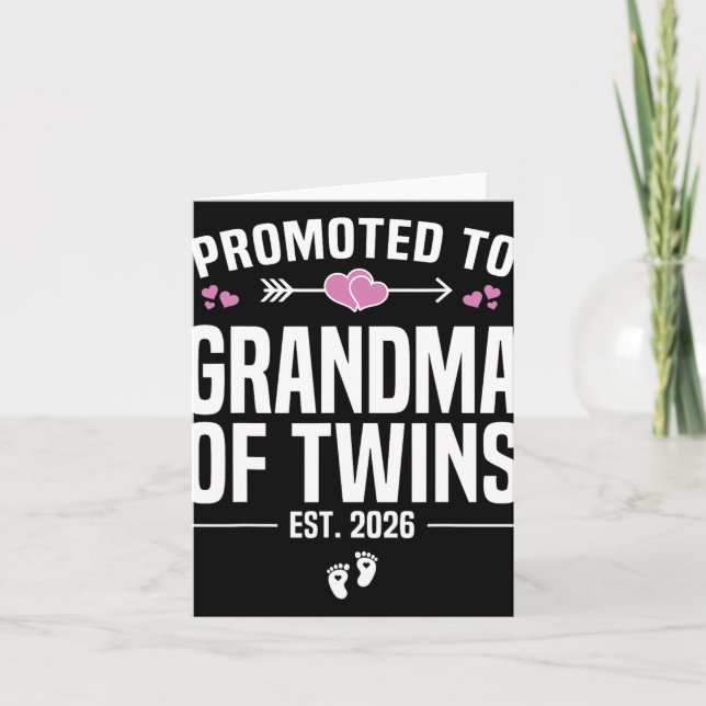 Promoted To Grandma Of Twins 2026 New Grandma Moth Kort (Framsida)